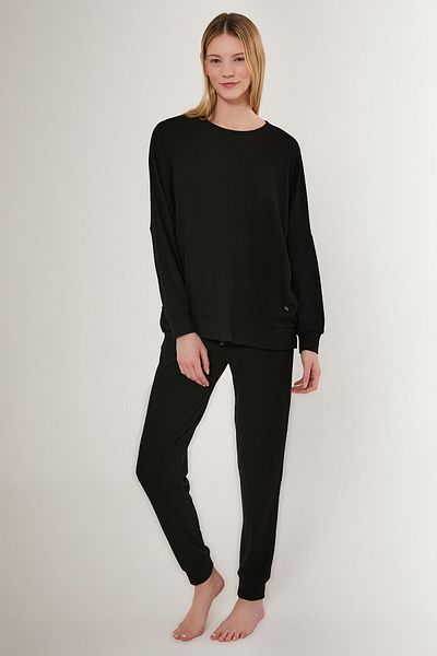 Pierre Cardin Σετ γυναικεία μακρυμάνικη πιτζάμες Bright Pinstripe Black