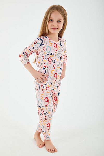 ROLY POLY Pink Girl's Rolypoly Numbers Long Sleeve Pajama Set