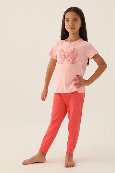 Rolypoly Girl's Salmon Pajama Set