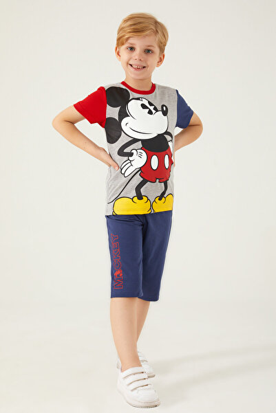 Mickey & Minnie Mouse Mickey Mouse Gray Melange Boy Capri Set