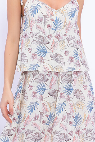 Arnetta Cămașă de noapte cu bretele pentru femei Leaves Ivory Poplin Ar1883-s