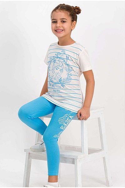 Frozen Vanilla Crew Neck Girl's Tights and Pajamas Set - Frozen Licensed