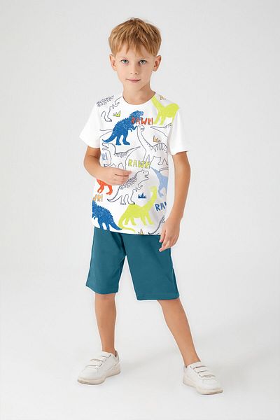 ROLY POLY Boy's Capri Set - Rolypoly Rawr Cream