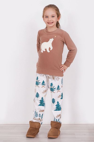 Arnetta Polar Bear Camel Girls Long Sleeve Pajama Set