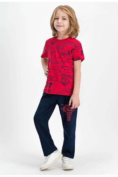 ROLY POLY Boy's Red Short Sleeve Pajama Set - Rolypoly Pow