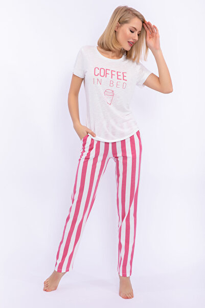 Arnetta Γυναικεία - Σετ πιτζάμες Coffee In Bed Cream Slim Fit