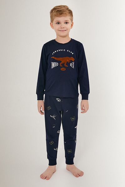 Rolypoly Jurassic Club Navy Blue Boy's Long Sleeve Pajama Set