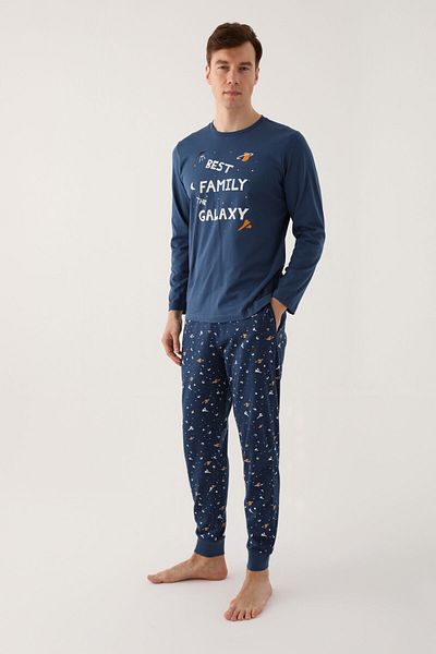 Rolypoly Best Kids The Galaxy Dark Blue Ανδρικό Σετ μακρυμάνικο πιτζάμα