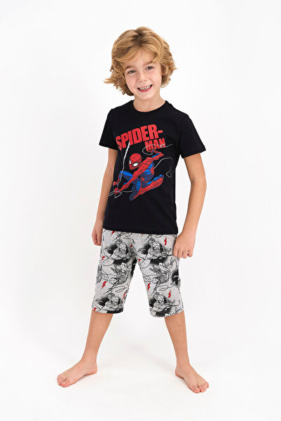 SPIDERMAN Spider Man Lisanslı Siyah Erkek Çocuk Kapri Takım