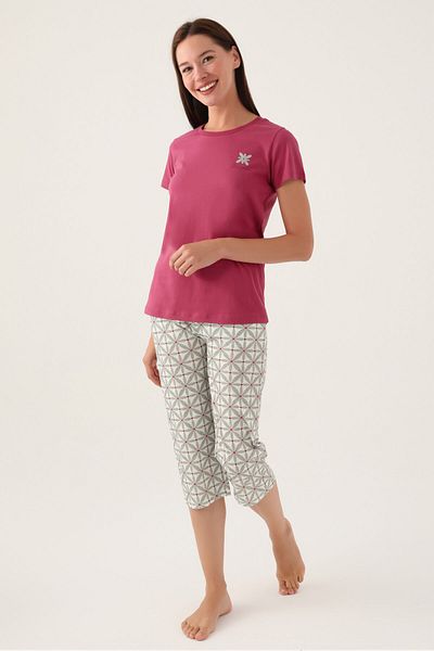 Arnetta Flower Purple Women's Capri Suit