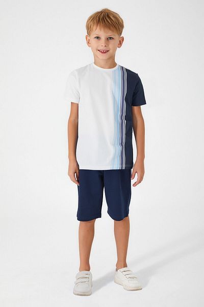 Arnetta Linear Cream Boy Bermuda Suit
