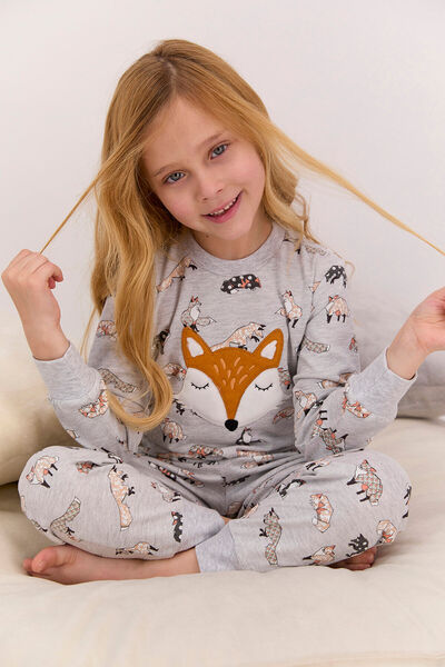 Arnetta Σετ πυτζάμες με μακρυμάνικο κορίτσι Foxes Karmelange