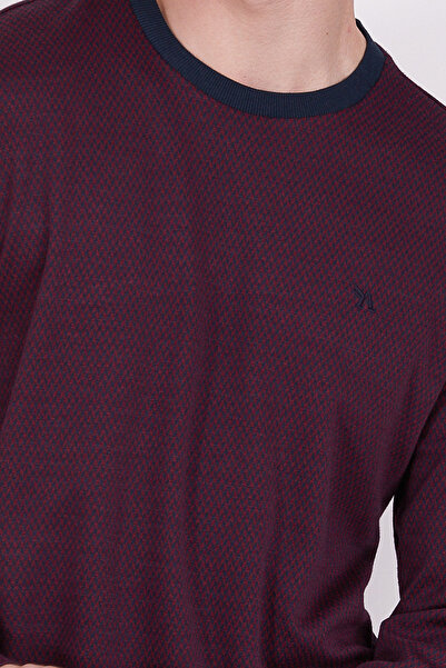 Arnetta Ribbed Claret Red Men's Long Sleeve Pajama Set