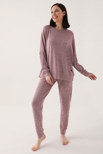 Pierre Cardin Bright Pinstripe Brown Women's Long Sleeve Pajama Set