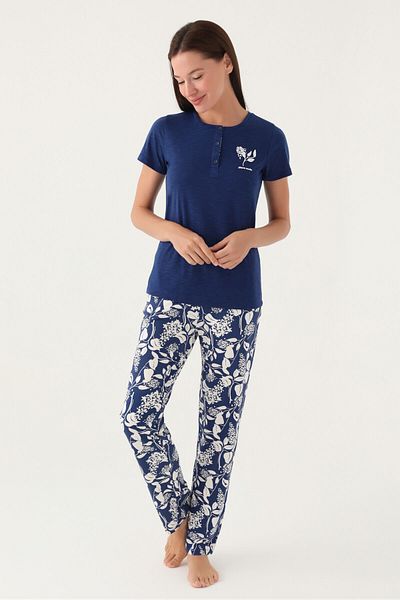 Pierre Cardin Set de pijamale cu mânecă scurtă pentru femei Branch bleumarin
