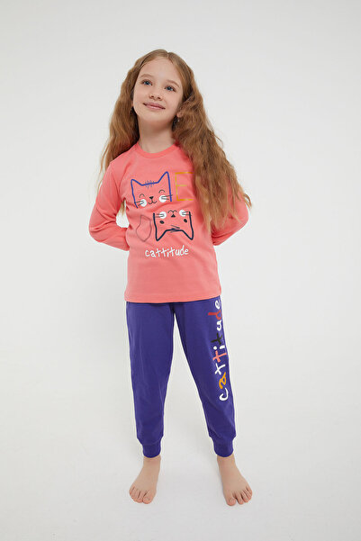 ROLY POLY Rolypoly Cattitude Pembe Kız Çocuk Uzun Kol Pijama Takım