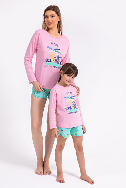 ROLY POLY Rolypoly Feeling Tropical Pembe Kadın Uzun Kol Şort Takım