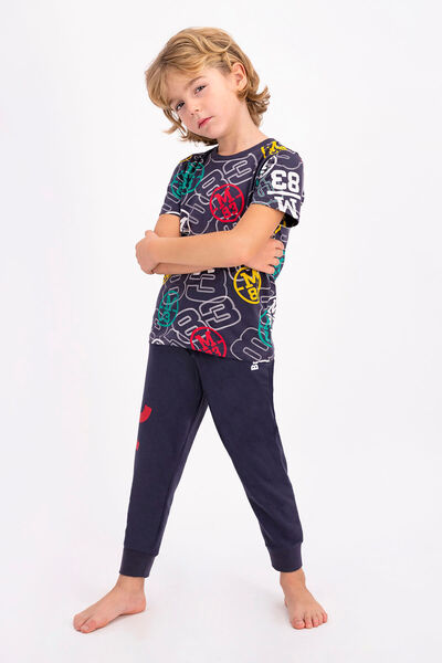 ROLY POLY Rolypoly Bright Street Anthracite Young Men's Short Sleeve Pajama Set