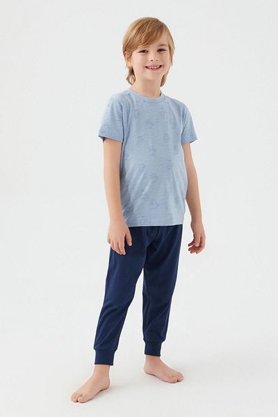 Arnetta Set de pijamale cu mânecă scurtă pentru băiat Parrot Smoke Blue
