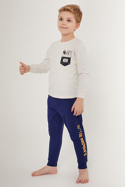 Rolypoly Little Builder White Boy's Long Sleeve Pajamas Set