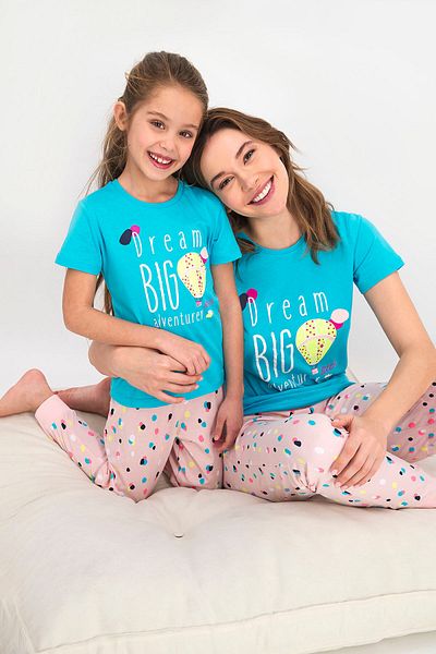 ROLY POLY Rolypoly Dream Big Turquoise Women's Short Sleeve Pajama Set