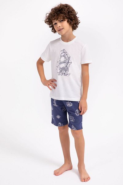 Arnetta Costum Bermuda pentru baieti - Sailor Cream Bleumarin