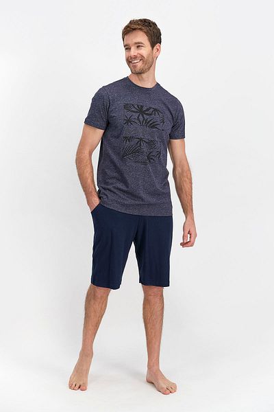 Arnetta Navy Blue Men's Bermuda Suit Set