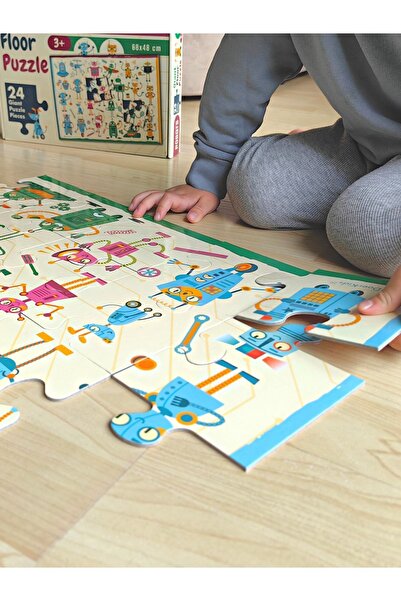 DoerKids Dev Robotlar Jumbo Yer Puzzle | Robots 3 Yaş 24 Parça