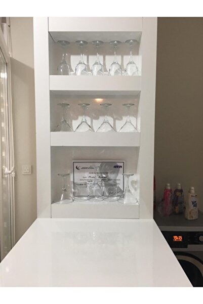 ARVELL Mutfak Bar Masası Çift Bardaklı Raflı