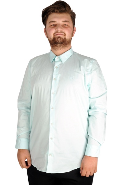 ModeXL Mode Xl Великий розмір Чоловіча класична сорочка з еластаном 20351 М'ятний