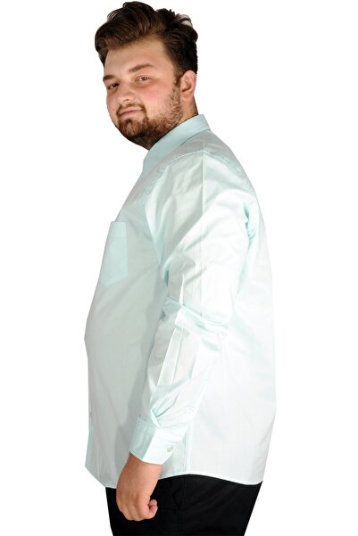 ModeXL Mode Xl Великий розмір Чоловіча класична сорочка з кишенями з еластичною тканиною 20350 М'ята