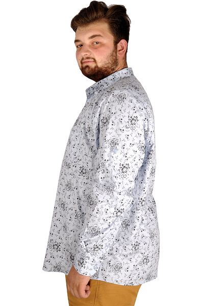 ModeXL Mode Xl Ανδρικό λινό πουκάμισο Lycra με τσέπες διπλωμένο μανίκι 20395 μπλε
