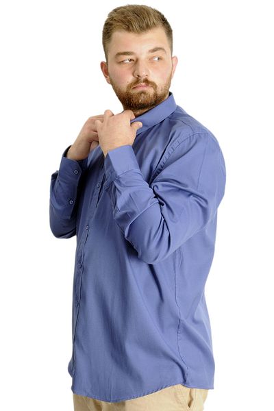 ModeXL Cămașă Indigo pentru bărbați de mărime mare - mânecă SUA, Tom Oxford 23303