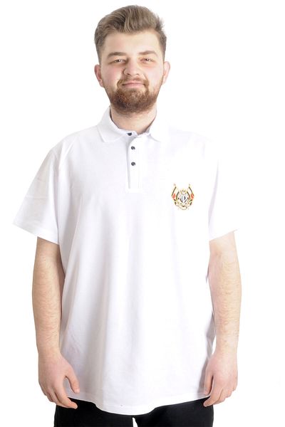 ModeXL Ανδρικό μπλουζάκι Polo - Μεγάλο μέγεθος, Λευκό, Mode 23321