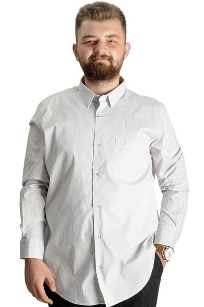 ModeXL Mode Xl Πουκάμισο μεγάλου μεγέθους Ukol Pocket Lycra Poplin 20350 Γκρι