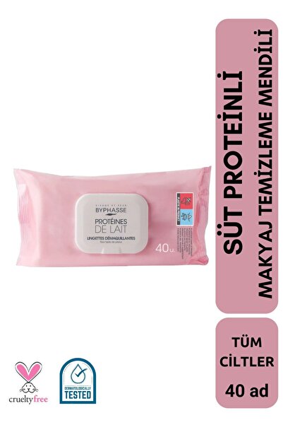BYPHASSE Süt Proteinli Makyaj Temizleme Mendili Tüm Ciltler 40 adet