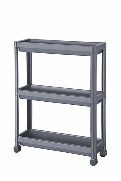 Trend Maison Slim Wheeled Rectangular 3-Tier Shelf Unit Gray 3010