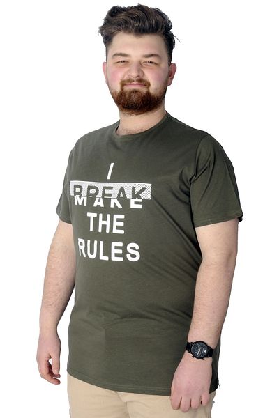 ModeXL Ανδρικό μπλουζάκι Mode Xl με στάμπα Break Make The Rules 22150 Χακί