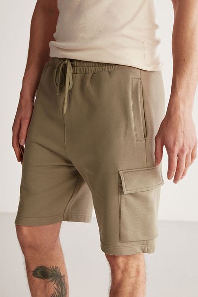 GRIMELANGE Pánské khaki šortky Comfort Fit Lıonel s cargo kapsou a elastickým pasem