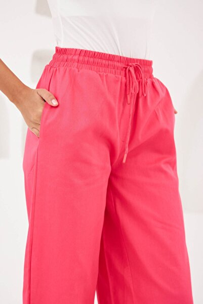 Orfeo Negro WOMEN'S ELASTIC WAIST COMFORTABLE FIT COTTON TABARDINE TROUSERS