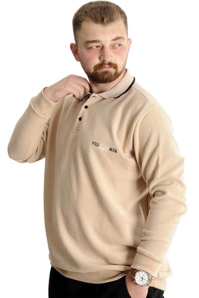 ModeXL Mode Xl Plus Size Sweat Polo Thessaloniki Mode 23448 Μπεζ