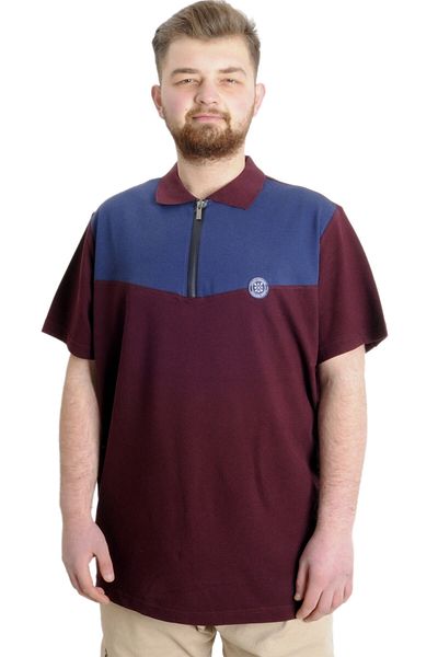 ModeXL Ανδρικό μπλουζάκι Polo Fragmented - Plus Size, Plum 23325