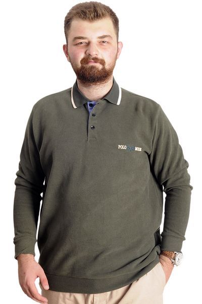 ModeXL Mode XL Ανδρικό Πόλο Φούτερ μεγάλου μεγέθους Thessaloniki Mode 23448 Χακί