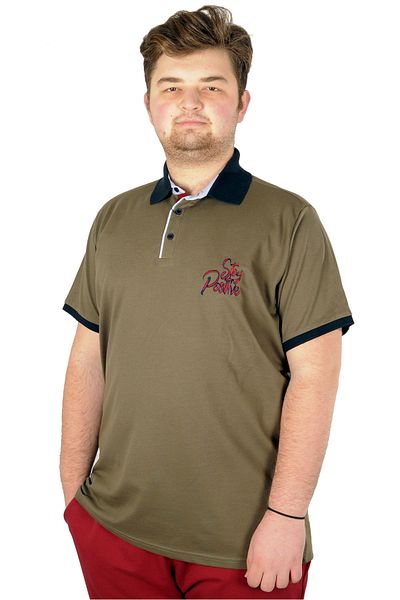 ModeXL Μπλουζάκι Mode Xl Plus Size Polo Stay Positive 21309 Χακί