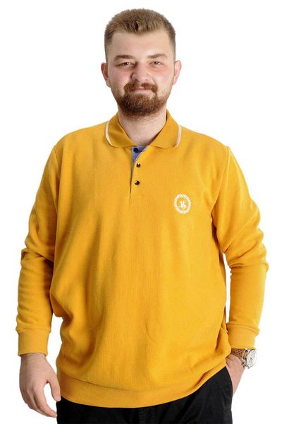 ModeXL Mode Xl Large Size Ανδρικό Sweat Polo Thessaloniki Horse 23440 Mustard