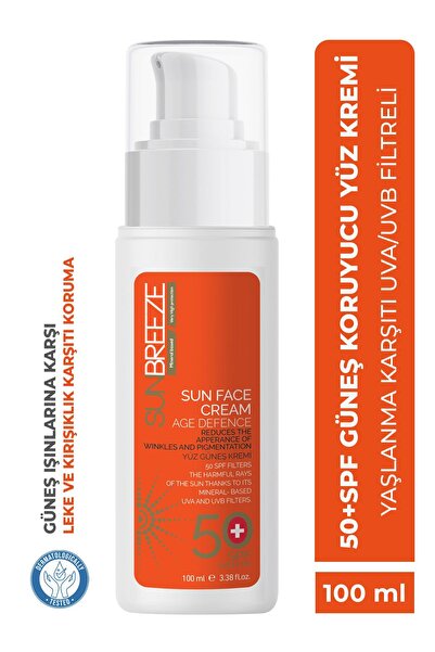 SUN BREEZE Yüz Güneş Kremi 50 Spf 100 ml Uva/uvb Filtreli Nemlendirici E Vita...