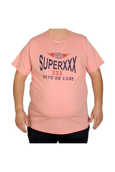 ModeXL Mode Xl Μπλουζάκι με μεγάλο μέγεθος Crew Neck Moto Deluxe 20116 Salmon