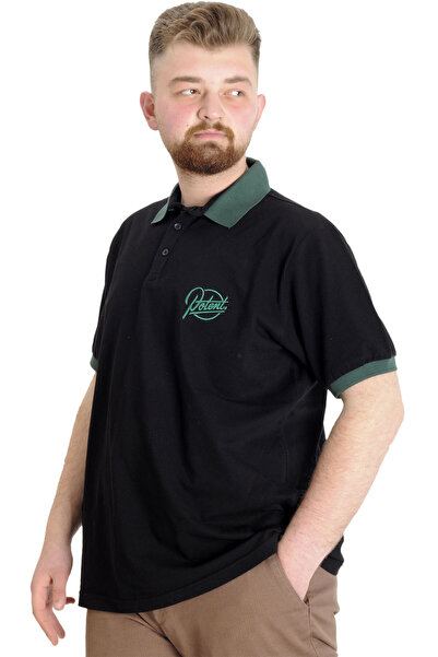 ModeXL Чорна футболка-поло великого розміру - Mode XL 23348 Potent