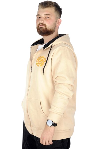 ModeXL Mode Xl Ανδρικό φούτερ με κουκούλα με φερμουάρ Karmashek 22538 Μπεζ