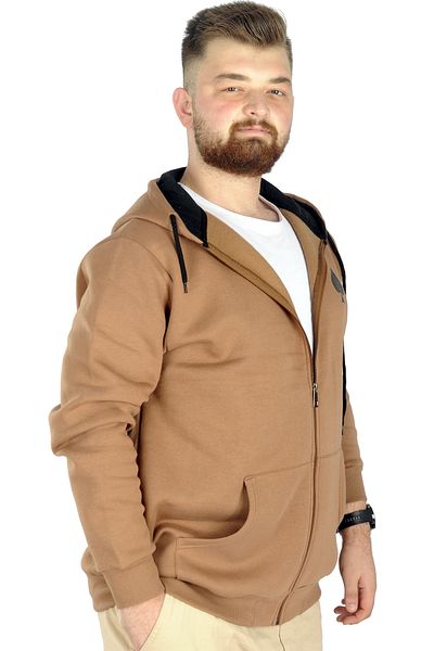 ModeXL Mode Xl Ανδρικό φούτερ με κουκούλα με φερμουάρ 22539 Milk Brown